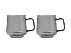 Blend Sala Glass Mug 400ML Set Of 2 Charcoal Gift Boxed