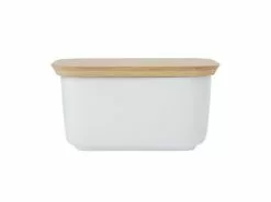 White Basics Butter Dish Bamboo Lid 16x11x9cm