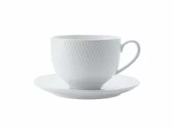 White Basics Diamonds Tea Cup & Saucer 220ML