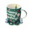 Kasey Rainbow Sparkly Season Mug 350ML & Coaster Set Dark Green Gift Boxed