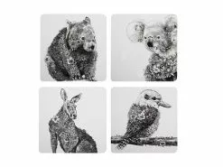 Marini Ferlazzo Animals Of Australia Cork Back Coaster 10.5cm Set Of 4 Gift Boxed