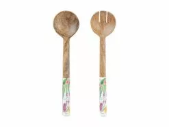 Royal Botanic Gardens Native Blooms Salad Servers Wood Enamel 31cm