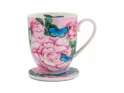 Gabby Malpas Posey Mug & Coaster Set Cabbage Roses Gift Boxed